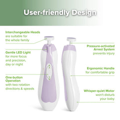 Haakaa interchangeable heads provide varied smoothing for safe nail care.