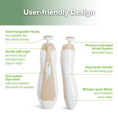 Haakaa interchangeable heads enabling varying smoothness levels for nails.