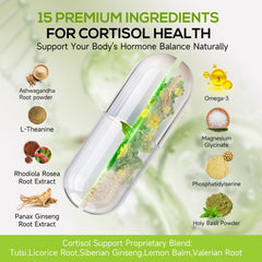 HABIZIYA Cortisol Manager capsules close-up showing vegan formula.