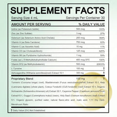 HABOHUSE Kindled Thyroid Drops bottle label closeup shows key ingredients.