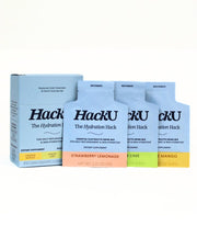 HackU Hydration Packets packaging ready for daily use and on-the-go hydration