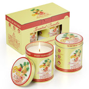 HAHACHUNG Pineapple Grapefruit Mango candle jar set elevating mood with tropical fragrance.
