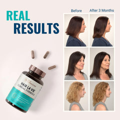 Hair La Vie Clinical Formula capsules in hand illustrating easy daily supplementation.