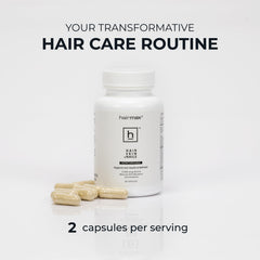Hairmax DHT blockers bottle highlights beta-sitosterol and saw palmetto for thinning support.