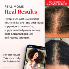 HAIRtamin MOM label showing gluten-free and cruelty-free credentials for mindful wellness.