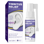 Hajoyful tinnitus relief spray bottle close-up shows soothing formula for ear comfort.