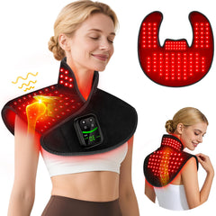 HALIDODO red light therapy neck pad front view targets neck and shoulders for soothing warmth.