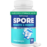 Haliwooya Spore Probiotic bottle showing 20B CFU potency for daily support