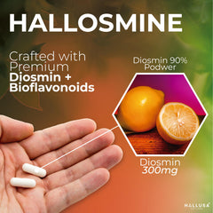 Hallusa Natural Hallosmine capsules close-up showing capsule texture.