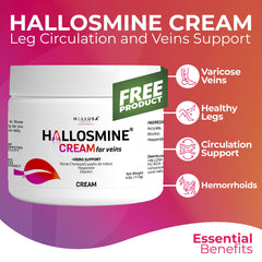 Hallusa Natural Hallosmine Cream 4 oz tube for veins comfort and cooling sensation.