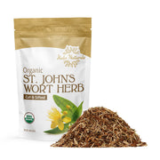 Halo Naturals St. John's Wort herb cut-sifted closeup, ideal for tea infusions.