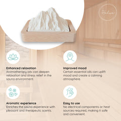Fired plaster surface absorbing essential oils for long-lasting aroma.