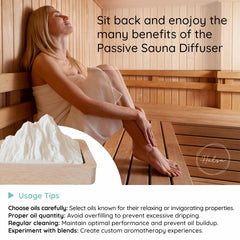 Passive diffusion near heat sources like a sauna promotes calm fragrance.