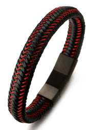 Halukakah Jazz men's bracelet in black leather with titanium clasp for daily wear