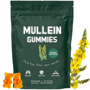 Hanachi Mullein Gummies bottle front with pear flavor for daily respiratory support.