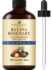 Handcraft Blends Batana Rosemary Hair Growth Oil bottle for scalp nourishment and shine.