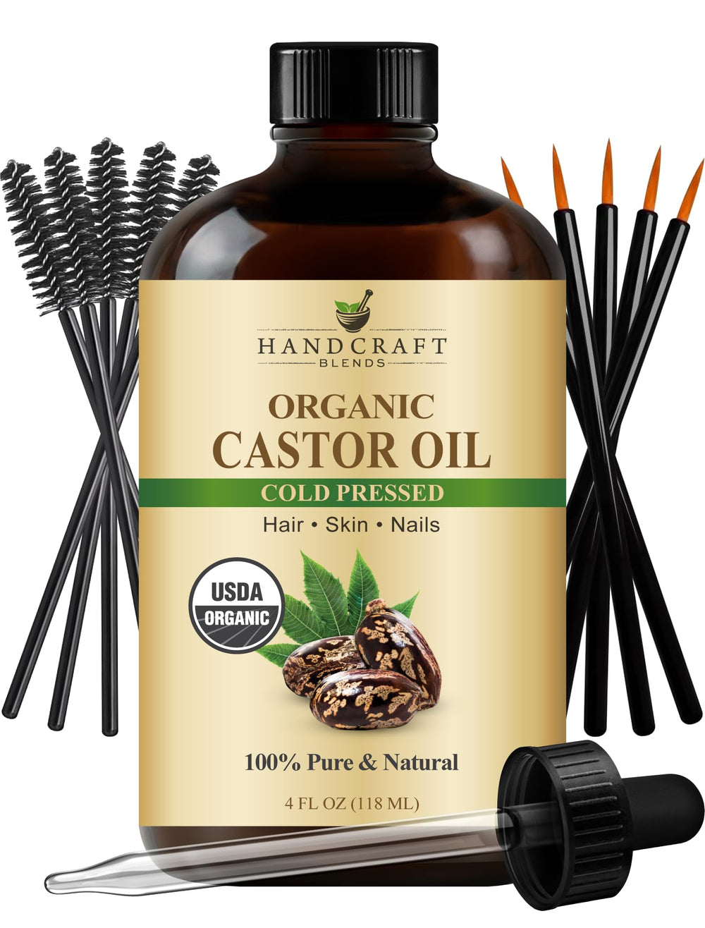 Handcraft Blends castor oil bottle for pure nourishment of hair and skin.