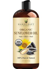 Handcraft Blends sunflower oil bottle pour demonstrates a lightweight carrier for smooth skin care