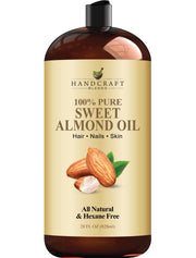 Handcraft Blends Sweet Almond Oil bottle for skin and hair hydration.