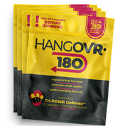 Hangovr-180 Tri-Power pack front for travel-friendly pre-drinking