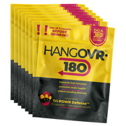 Hangovr-180 Tri-Power capsules shown before drinking to support clarity and focus.
