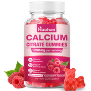 Haohan Calcium Citrate Gummies bottle with raspberry flavor, supporting bone health in a sugar-free routine.