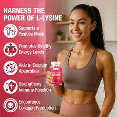 Haohan L-Lysine Gummies packaging presents vegan, sugar-free formula for family-friendly nutrition.