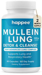 Happee Mullein Leaf bottle front with 60 capsules for daily lung support