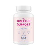 Happy Healthy Better Breakup Support bottle pour shows plant-based mood and stress support in action.