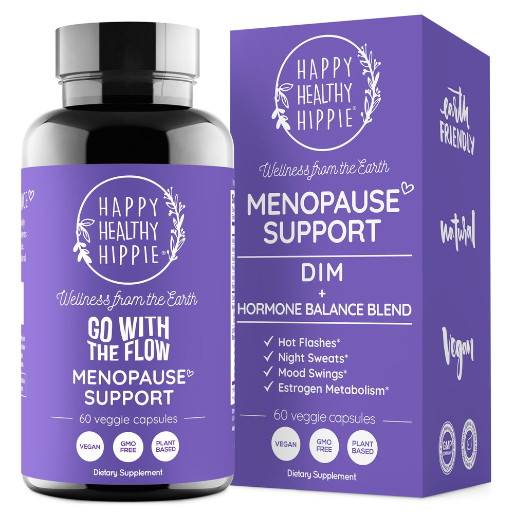 Happy Healthy Hippie Go With The Flow bottle for menopausal comfort and ease.