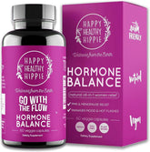 Happy Healthy Hippie Hormone Balance bottle supports cycle comfort and mood.