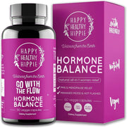 Happy Healthy Hippie Hormone Balance bottle supports cycle comfort and mood.