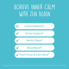 Zen Again capsules closeup highlighting easy, quick calm use.