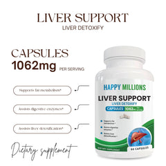 Happy Millions liver support capsules ready for easy daily intake.