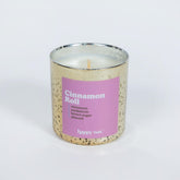 Happy Wax Cinnamon Roll candle jar front view highlighting inviting aroma