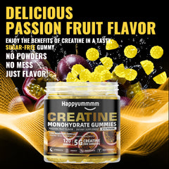 Happyummmm Gummy label showing vegan, gluten-free, and non-GMO ingredients