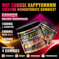 Close-up of Happyummmm Creatine Gummies showing bite-sized pieces