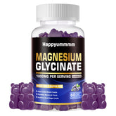 Happyummmm magnesium glycinate gummies bottle with blueberry flavor for daily calm mood support
