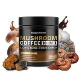Happyummmm mushroom coffee packaging for daily energy.