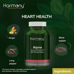 Harmony Nutraceuticals Arjuna Supreme label emphasizes vegetarian capsules and clean sourcing
