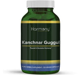 Harmony Nutraceuticals Kanchnar Guggul bottle front with 120 vegan capsules for digestive balance