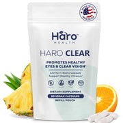 Haro Health AREDS2 lutein and zeaxanthin capsules front view for eye health.