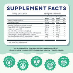 Haro Health lutein and zeaxanthin capsules close-up highlighting key nutrients.