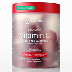 Haroutine liposomal vitamin C gummies bottle shows high-absorption formula.