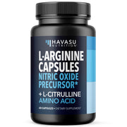 HAVASU NUTRITION bottle pour of 1,000 mg L-Arginine + L-Citrulline supports pre-workout routines.