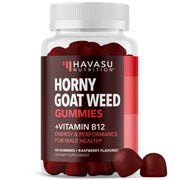 HAVASU NUTRITION Horny Goat Weed Gummies Raspberry bottle highlighting energy support