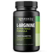 HAVASU NUTRITION L-Arginine and Saw Palmetto bottle suggesting daily endurance and prostate support