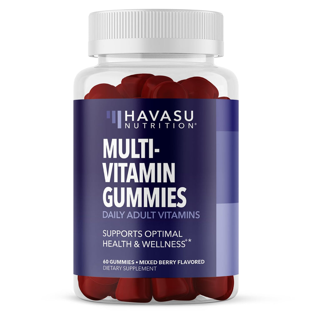 HAVASU Nutrition multivitamin gummies berry bottle for daily energy and immune support.