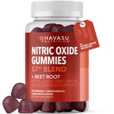HAVASU Nutrition Nitric Oxide Gummies bottle showing the endurance-focused supplement in a sleek package.
