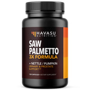 HAVASU NUTRITION Saw Palmetto 3X Formula bottle for daily prostate support and urinary comfort.